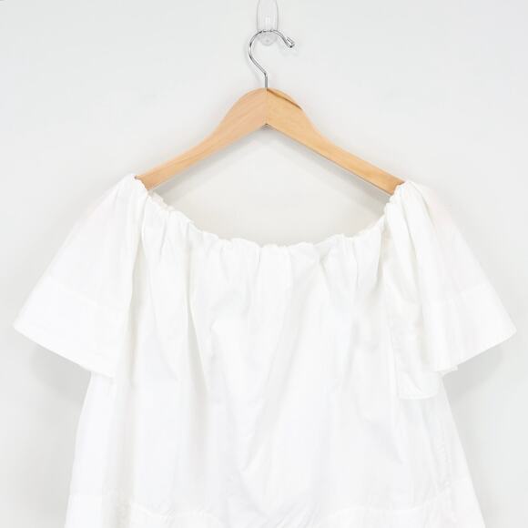 Vince Shoulder Play Poplin Cotton Cropped Babydoll Top White Size Small - Picture 4 of 7